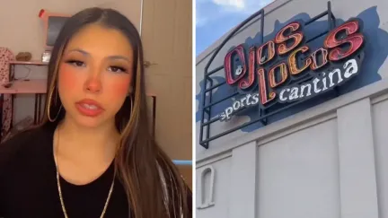 woman shares ojos locos experience (l) Ojos Locos front entrance (r)