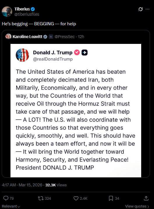 Trump accused of begging for help from US allies on the Strait of Hormuz