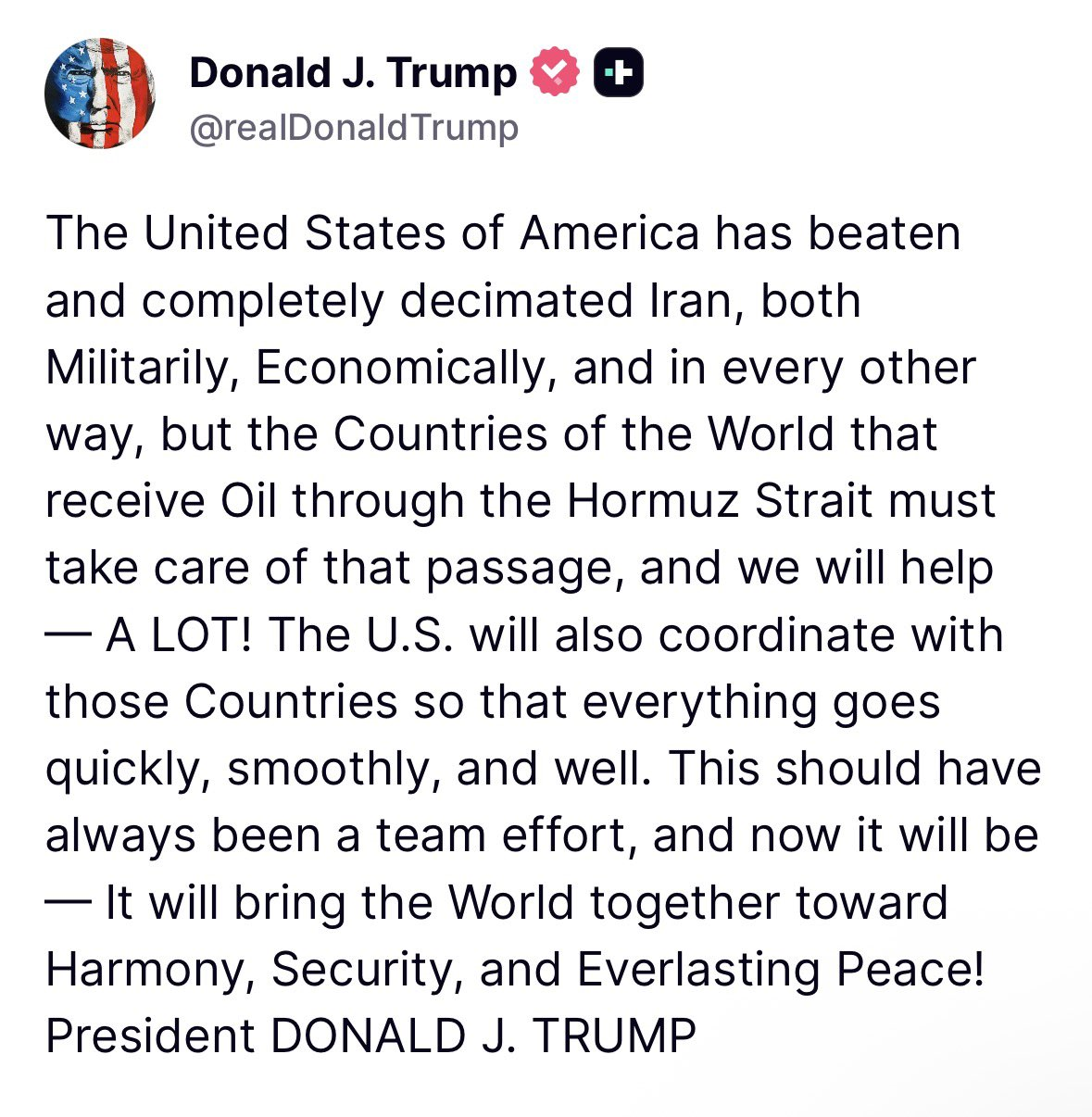 Trump calls on US allies to secure the Strait of Hormuz