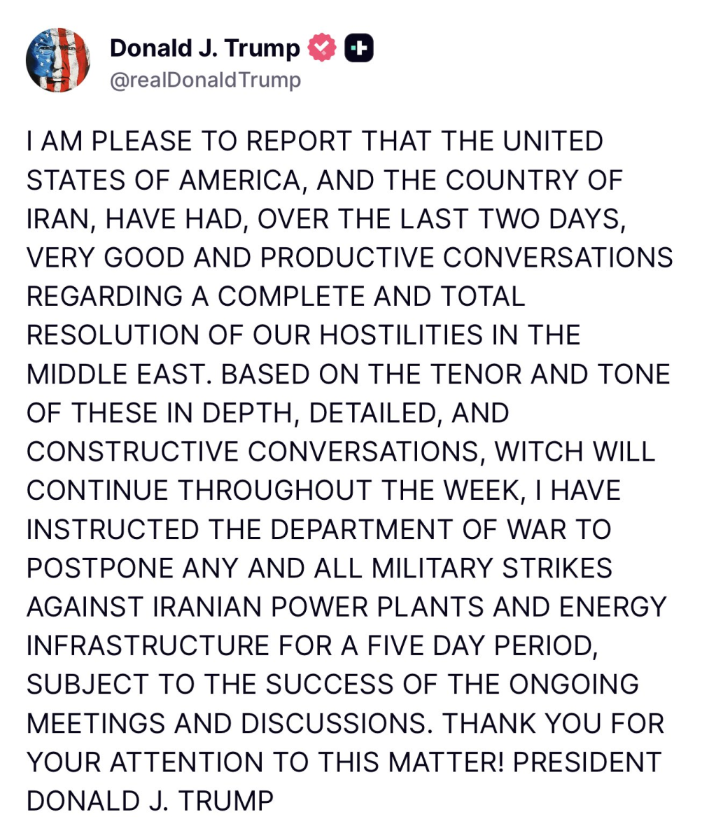 Trump posts ceasefire announcement with Iran on social media