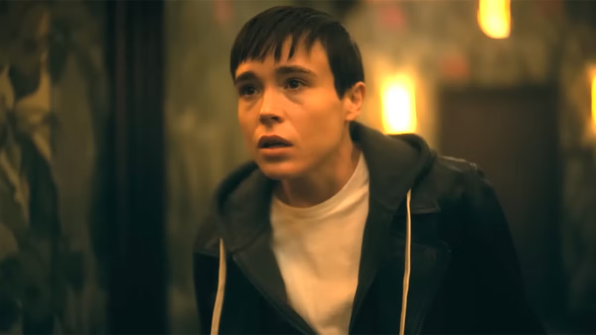 Viktor Hargreeves looks curiously at something offscreen in "Umbrella Academy"