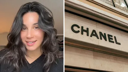 woman shares return purchase experience (l) Chanel storefront (r)