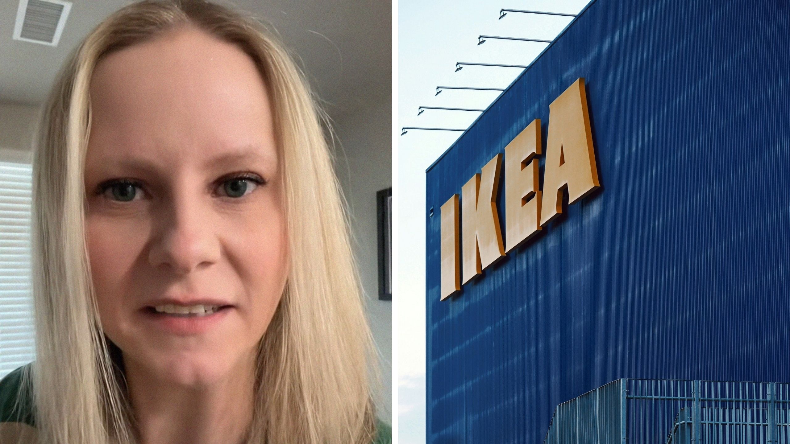 woman shares new purchase issue (l) IKEA storefront (r)