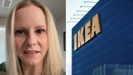 woman shares new purchase issue (l) IKEA storefront (r)