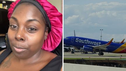woman shares traveling struggles (l) Southwest airlines (r)
