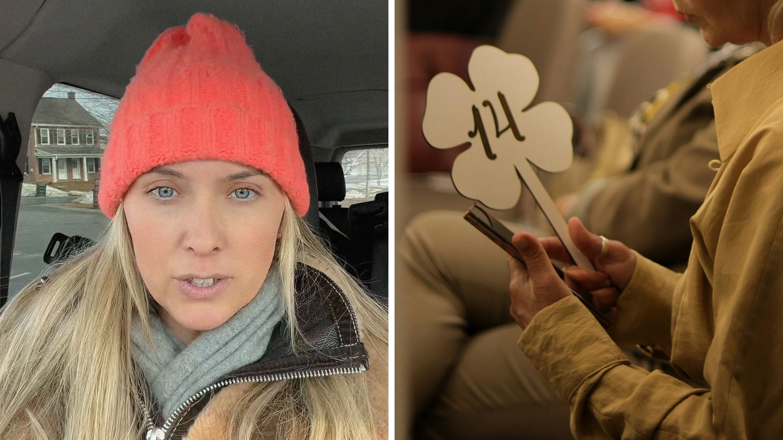 woman shares auction experience (l) woman at auction (r)