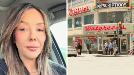 woman shares Walgreens issue (l) Walgreens storefront (r)
