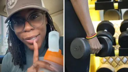 woman shares gym experience (l) woman at the gym (r)