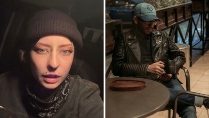 woman shares dating issue (l) man at coffee shop (r)