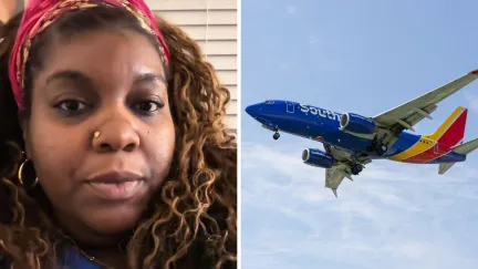 woman shares southwest concern (l) Southwest aircraft (r)