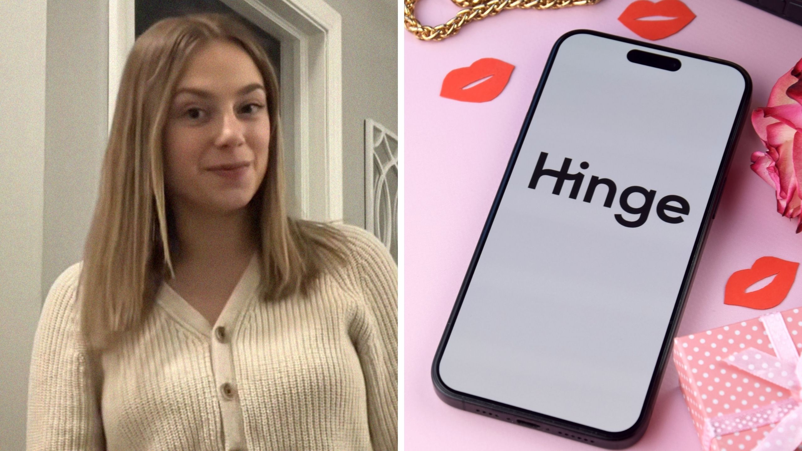 woman shares hinge dating experience (l) Hinge dating app (r)