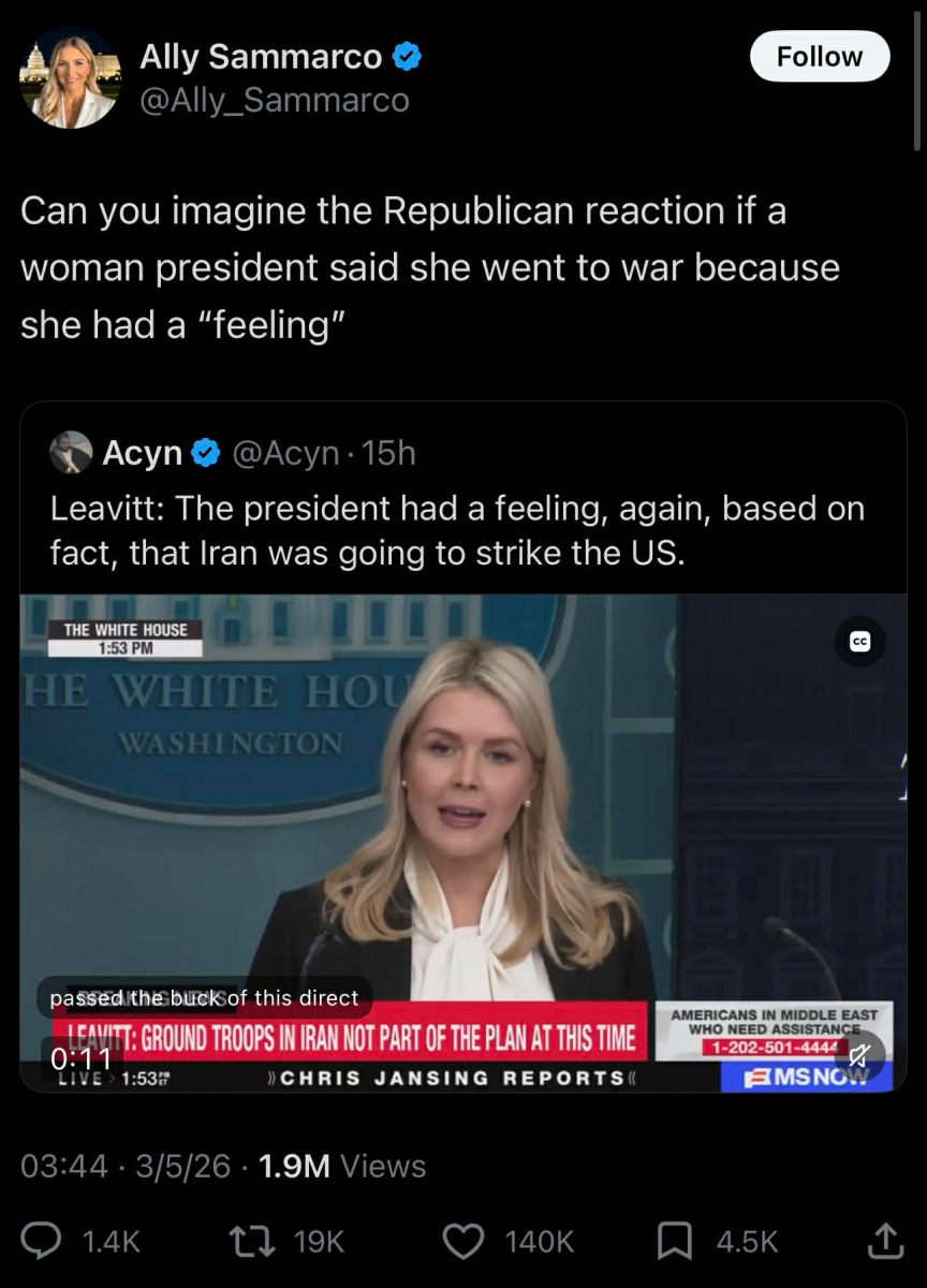X user criticizes Karoline Leavitt defending Trump's decision to bomb Iran based on feelings