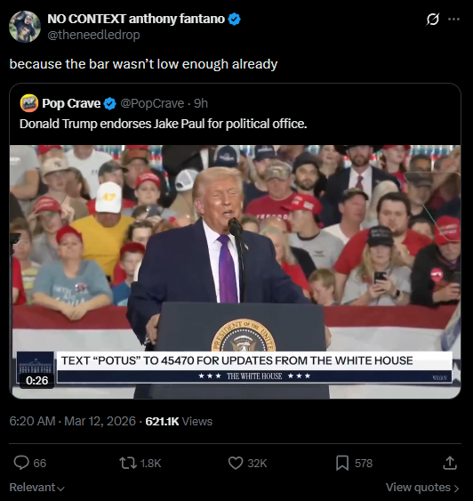 X user criticizes Trump endorsement of Jake Paul