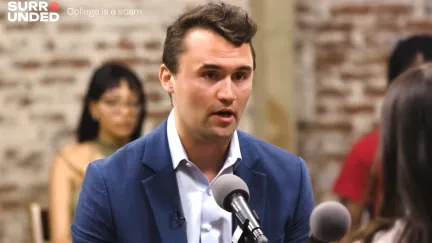 charlie kirk at a mic