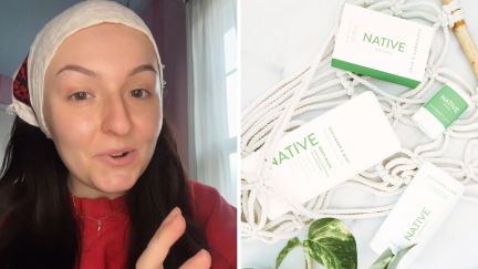 woman shares product issues (l) native brand products (r)