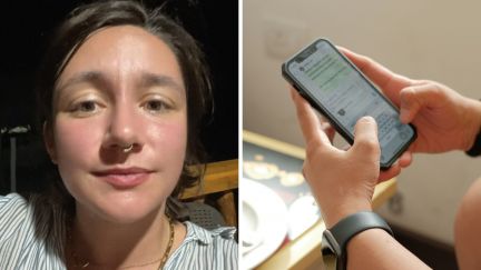 woman shares internet issue (l) woman sends bullies girlfriend a message (r)