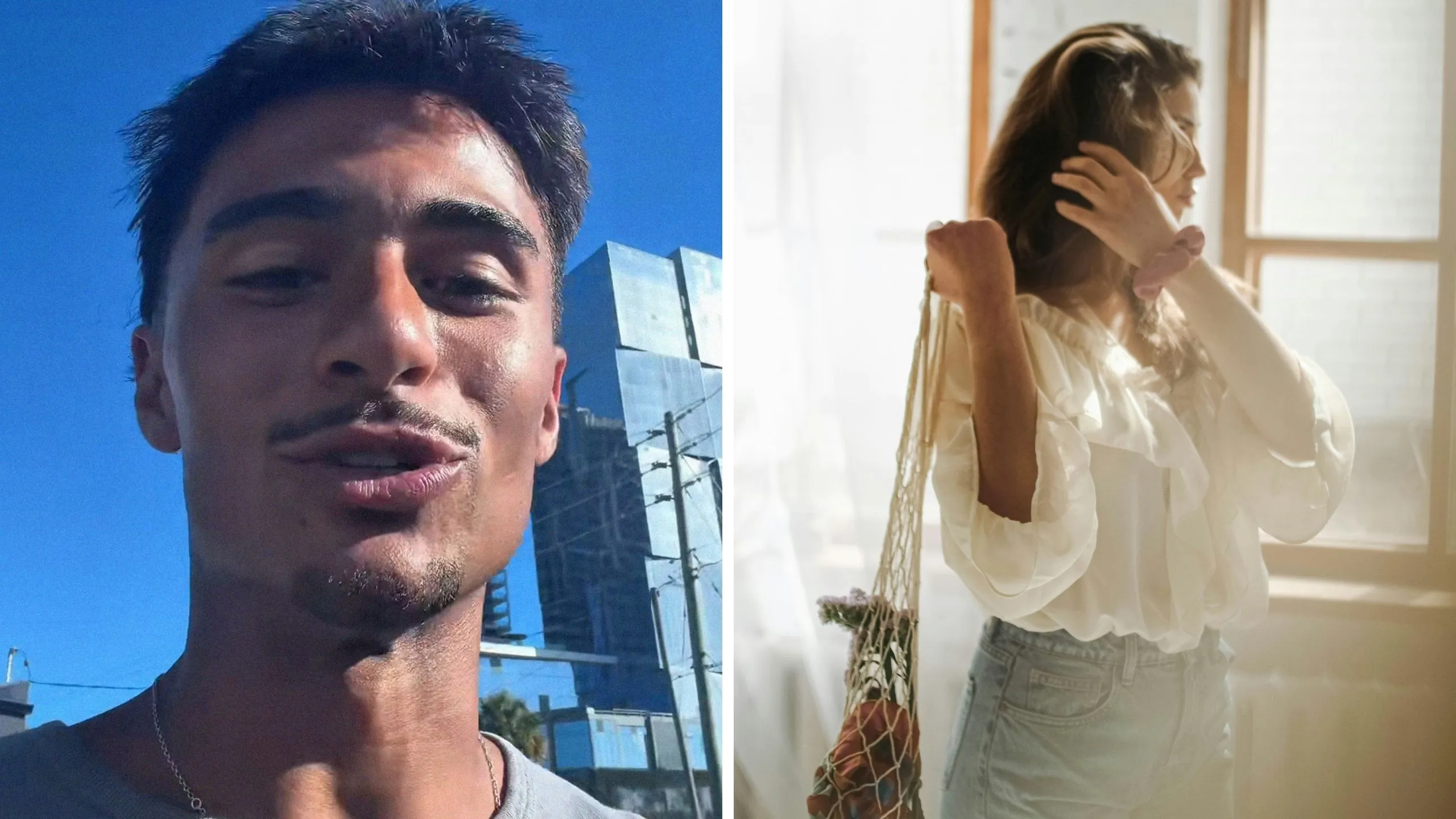 man shares his taste in woman (l) beautiful girl (r)