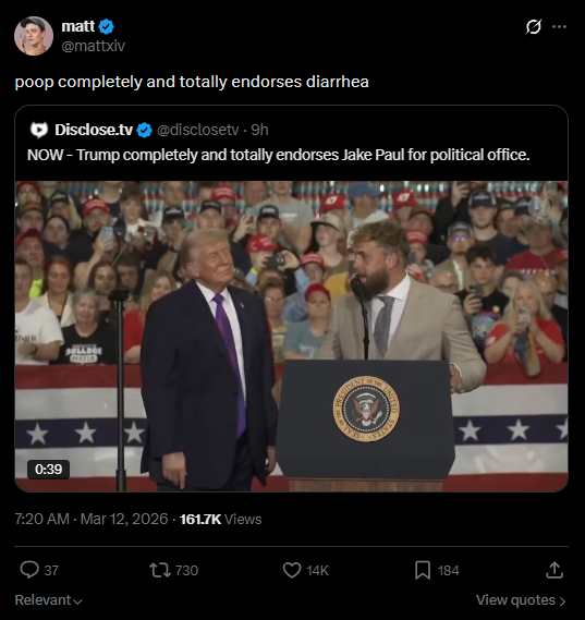 matt bernstein comments on Trump endorsement of Jake Paul