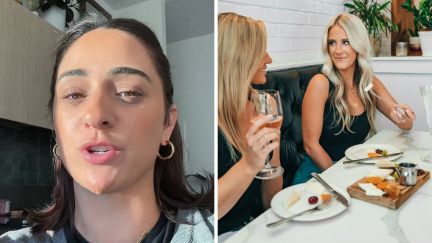 woman shares a day in the job (l) women having brunch (r)