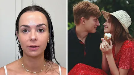 woman shares horrible date experience (l) woman and man go on ice cream date (r)