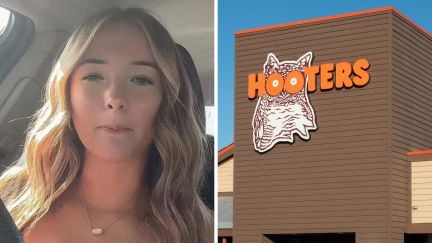 woman shares hooters orientation experience (l) Hooters front entrance (r)