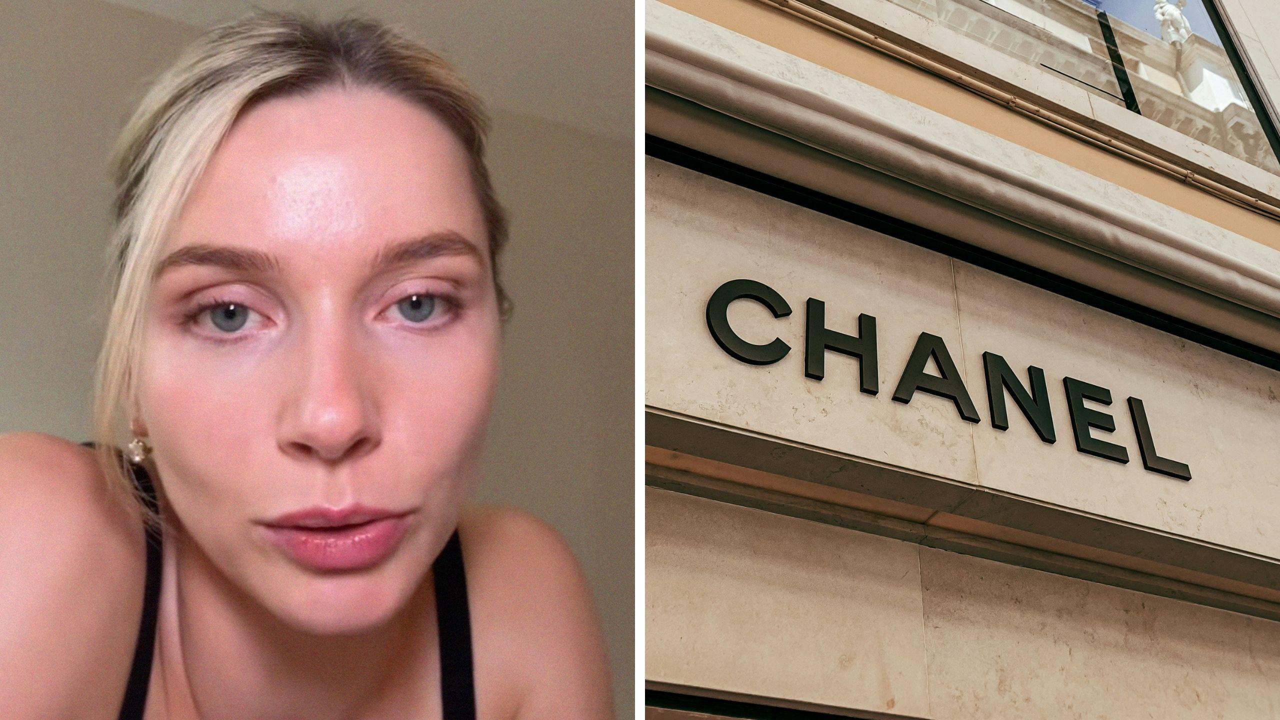 woman shares chanel experience (l) Chanel storefront (r)