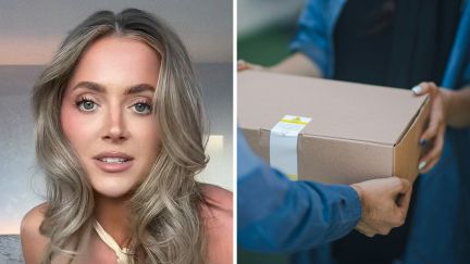 woman shares bag order issue (l) woman receives her order package (r)