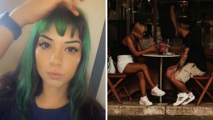 woman shares first date experience (l) woman goes on first date (r)