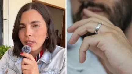woman shares how she got her husband to wear his wedding ring (l) man with wedding ring (r)