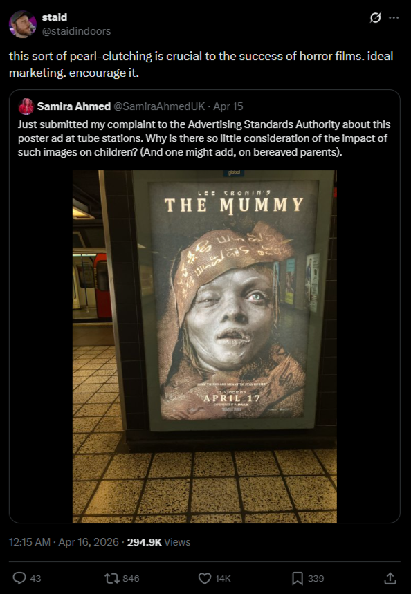 Lee Cronin's The Mummy hyped by social media after a journalist reports it to authorities