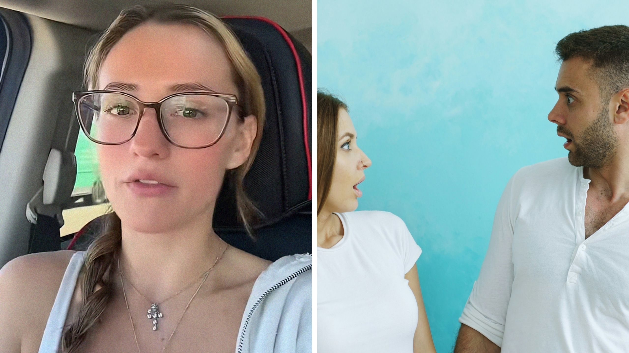 woman shares strange dating story (l) man and woman find out they are related (r)