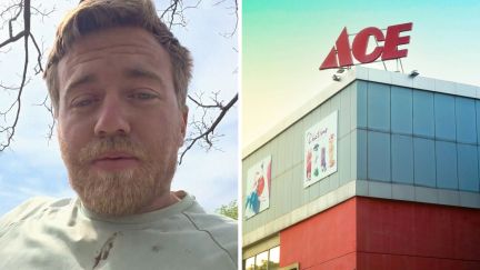 man shares ACE hardware surprise encounter (l) ACE hardware entrance (r)