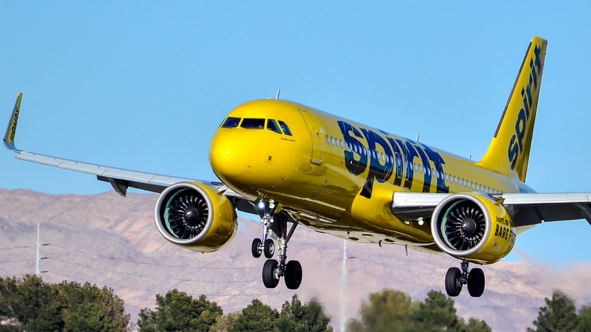 Spirit Airlines 2016 Airbus taking off.