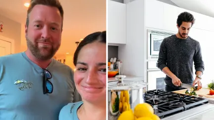 woman shares dinner her husband cooked for her (l) man cooking dinner (r)