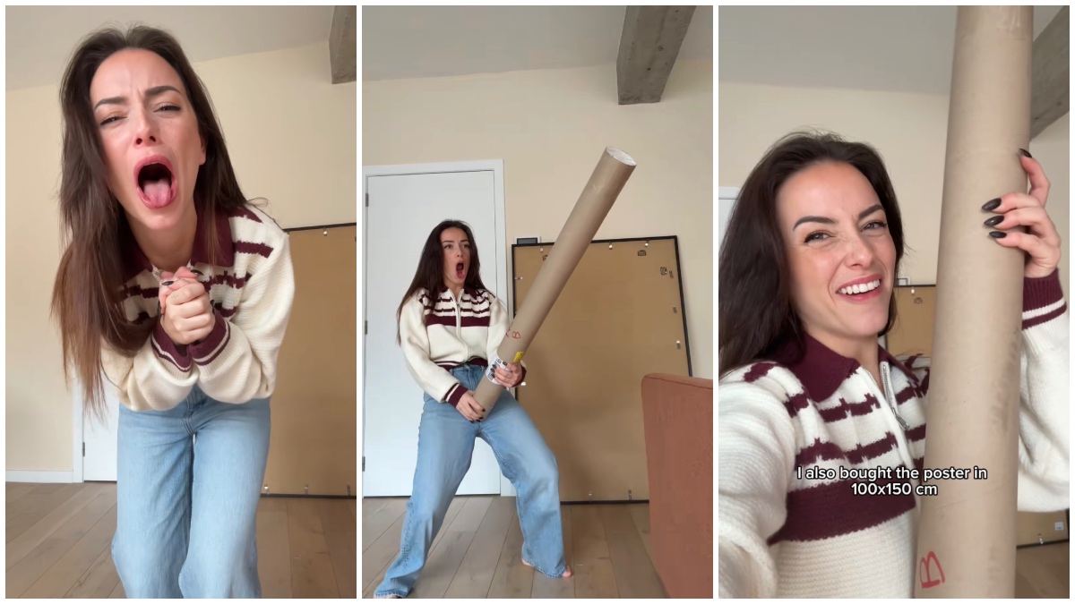 Woman buys a frame in the wrong size, then realizes she made the same mistake with the poster. But the moral of her story is sending everyone out.