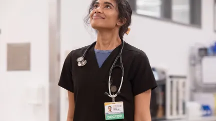 woman who is looking up and smiling