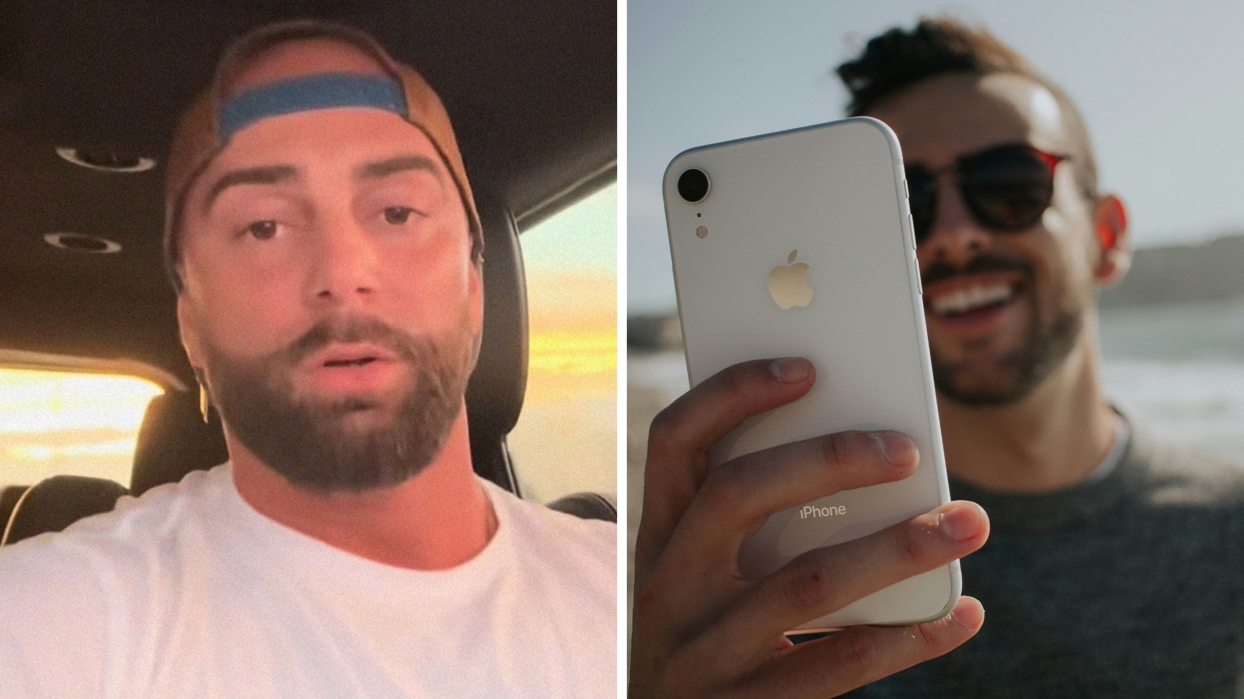 man shares iphone hacks (l) man using iphone (r)