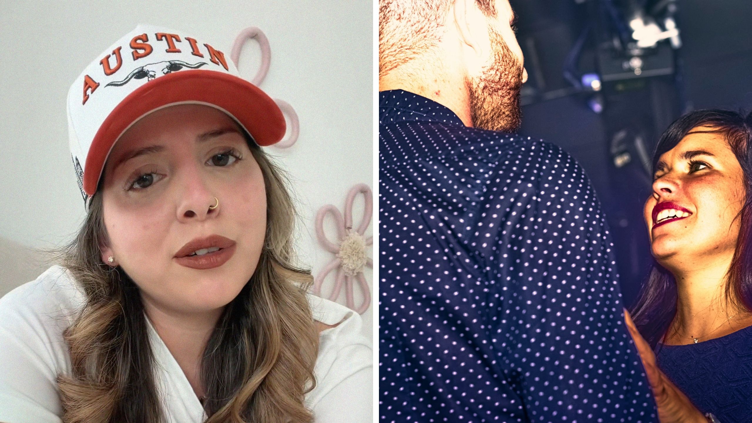 woman shares viral video issue (l) man hits on woman (r)