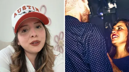 woman shares viral video issue (l) man hits on woman (r)