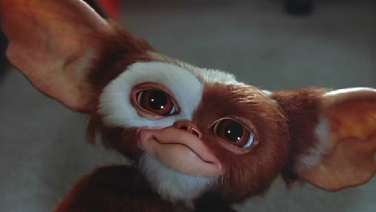 A mogwai smiles innocently in "Gremlins"