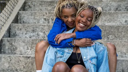 two women hugging