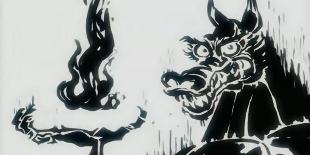 A demonic spirit holds dark fire in Samurai Jack