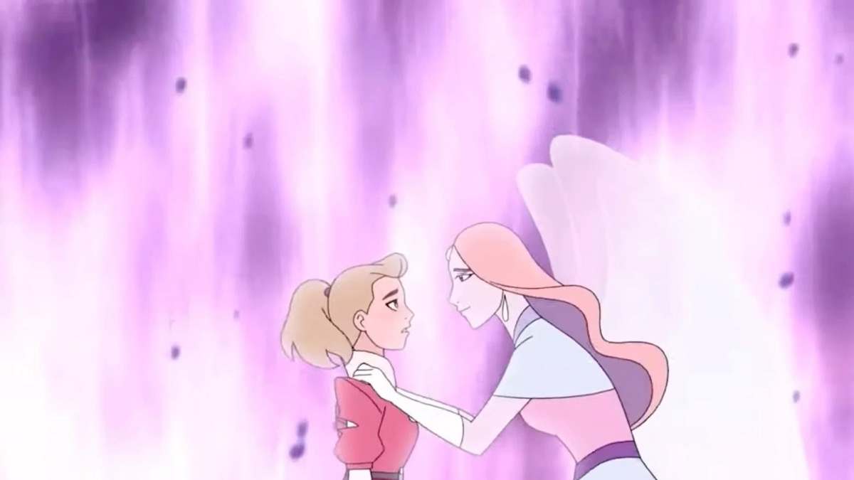 An angelic woman lays her hands on She-Ra in She-Ra and the Princesses of Power