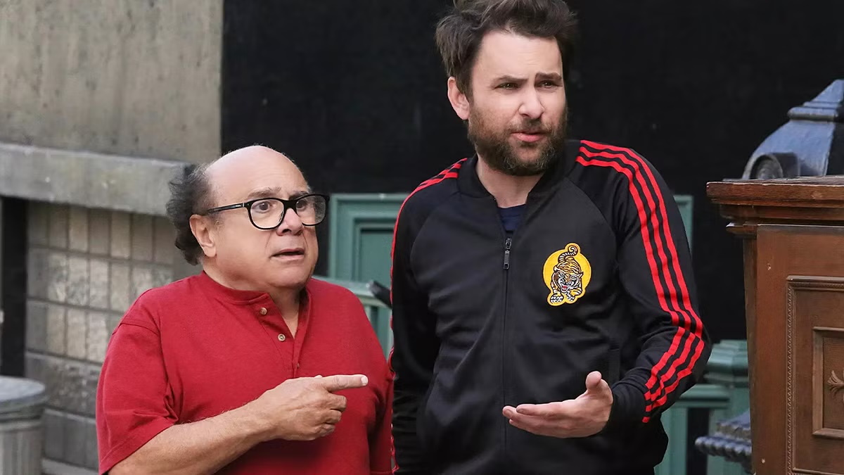 Charlie Kelly gestures to Frank on "It's Always Sunny in Philadelphia"