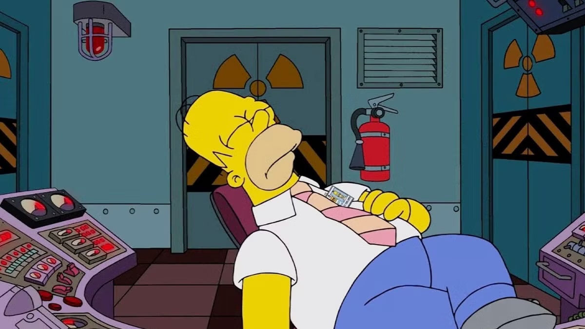 Homer Simpson sleeps in his office in The Simpsons