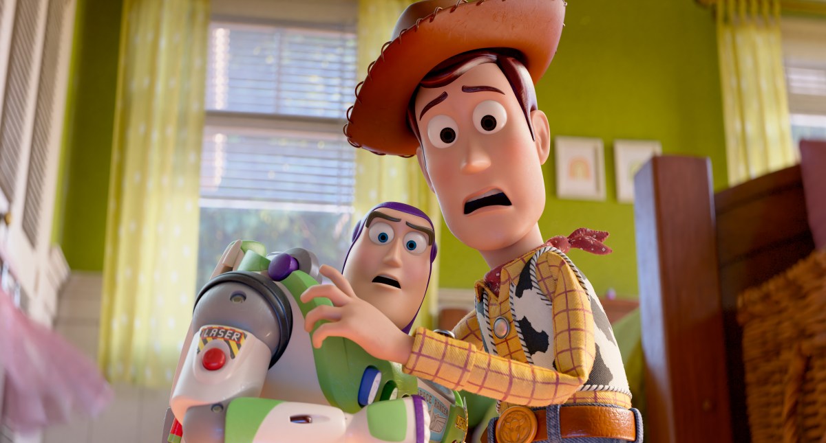 (L-R): Buzz Lightyear (voiced by Tim Allen) and Woody (voiced by Tom Hanks) in Disney and Pixar's TOY STORY 5. Photo courtesy of Disney/Pixar. © 2025 Disney/Pixar. All Rights Reserved.
