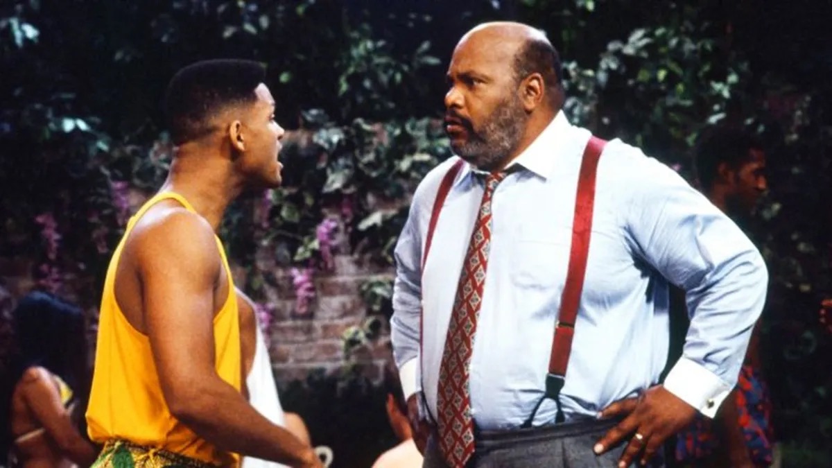 Uncle Phil stares angrily at Will outdoors in The Fresh Prince of Bel-Air