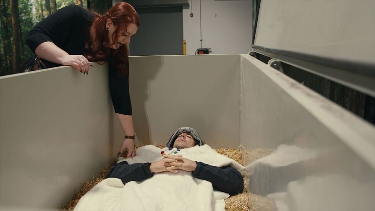 person in coffin