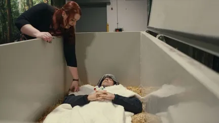 person in coffin