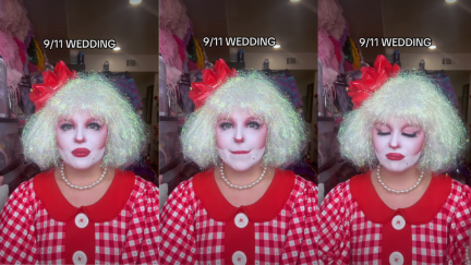 A Drag Performer Walked in a Wedding Filled with American Flags. The Theme was 911 'Never Forget.'